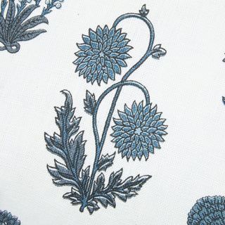 Botanical Pillow in Blue on Oatmeal Linen