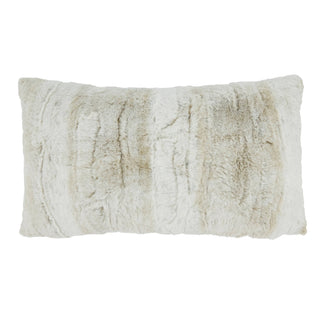 Soft and Snuggly Faux Fur Throw Pillow: Natural / Feather Down / 12"x20"