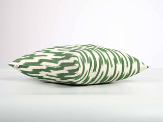 Green Striped Ikat Pillow Cover