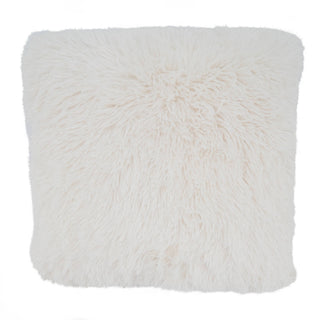 Throw Pillow With Faux Fur Design: Ivory / Poly Filled / 18"