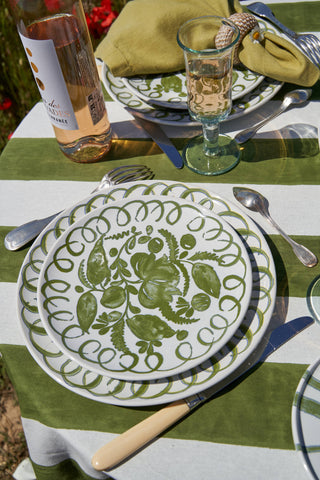 Amalfi Dinner Plate White/Green - 10.6" Diameter