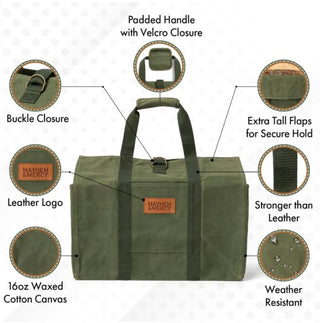 Premium Waxed Canvas Firewood Carrier Bag & Market Tote