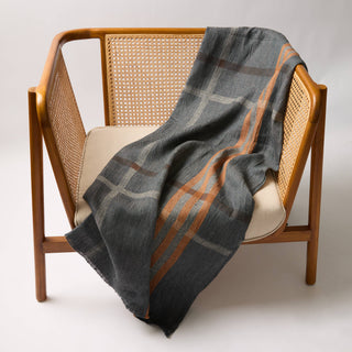 Modern Plaid Throw Navy & Chestnut 51x78