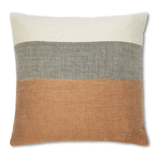 Modern Color Block Pillow Chestnut/Grey/Ecru 22 x 22