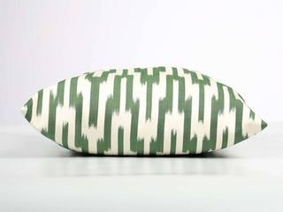 Green Striped Ikat Pillow Cover