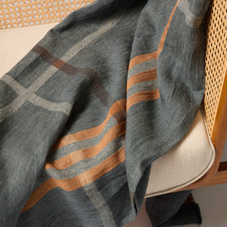 Modern Plaid Throw Navy & Chestnut 51x78