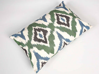Green Blue Ikat Cushion Cover