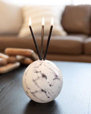 Neva Vase, White Marble Everlasting Candle Holder
