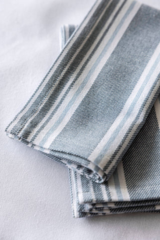 Woven Grey Striped Cloth Napkins: Grey