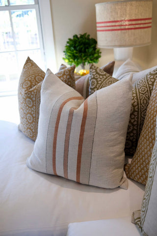Bruges Stripe Pillow Natural Chestnut 22"x 22"
