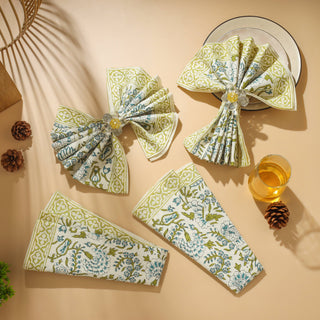 Fresh Foliage Block Print Cotton Napkins