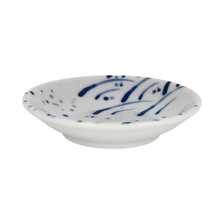 Nami Wave Design 2oz 3.75"Dia Porcelain Soy Sauce Dish