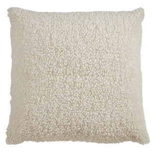 Faux Fur Throw Pillow: Ivory / Poly Filled / 18"