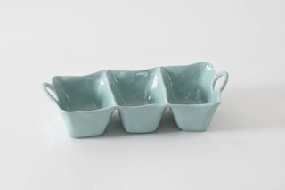 Light blue melamine serving tray with three compartments