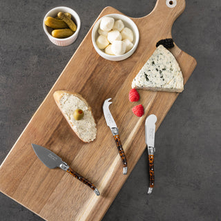 French Home Laguiole 3-Piece Tortoise Shell Cheese Knife Set: Tortoise Shell / Stainless-Steel and Resin