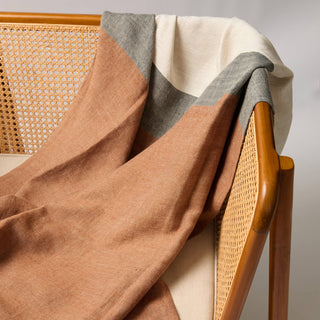 Modern Color Block Throw Chestnut/Grey/Ecru  51x78