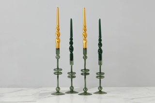 Emerald Glass Candlestick Pair, Large
