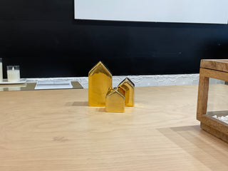 Decorative Ceramic House - Gold  - 2.25 in