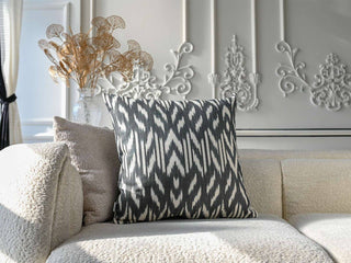 Black and White Ikat Pillow Cover: 20x20 inches