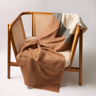 Modern Color Block Throw Chestnut/Grey/Ecru  51x78