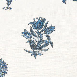 Botanical Pillow in Blue on Oatmeal Linen
