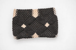 Handmade Macrame Clutch- Black and Cream