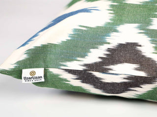 Green Blue Ikat Cushion Cover