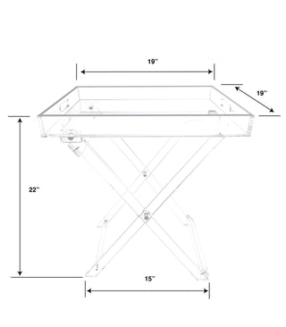 Acrylic Folding Tray Table with Silver Accents