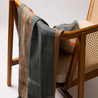 Modern Plaid Throw Navy & Chestnut 51x78
