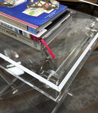 Acrylic Folding Tray Table with Silver Accents