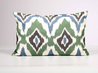 Green Blue Ikat Cushion Cover