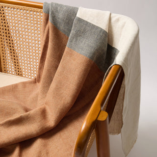 Modern Color Block Throw Chestnut/Grey/Ecru  51x78