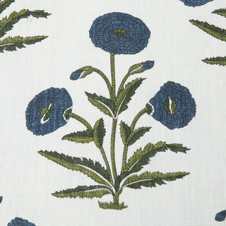 Poppy Flower Pillow in Citrine on Oatmeal Linen