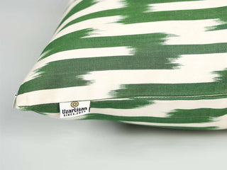 Green Striped Ikat Pillow Cover