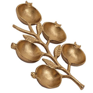 Textured Aluminum Gold 5-Pomegranate Branch Bowl