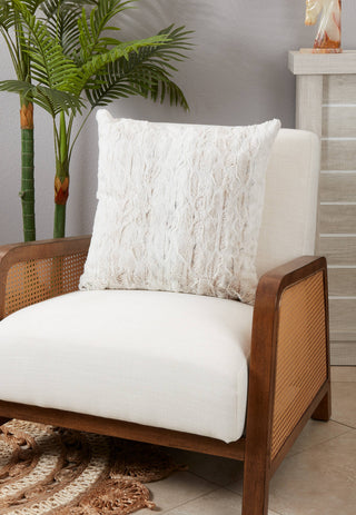 Soft and Snuggly Faux Fur Throw Pillow: Natural / Feather Down / 12"x20"