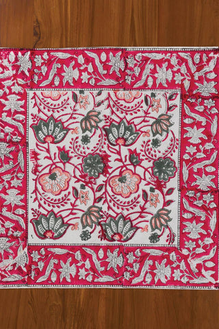 Red Floral Napkins, Set of 4