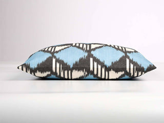 Blue Black Ikat Cotton Pillow Cover