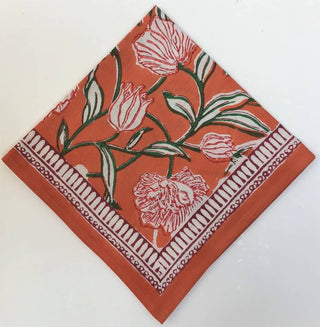 Tulip Garden Hand Block Print Napkins