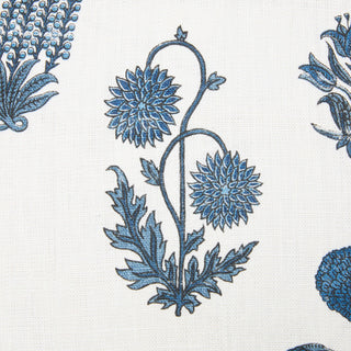 Botanical Pillow in Blue on Oatmeal Linen