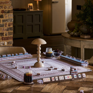 mahjong mat in mink set with trays and tiles