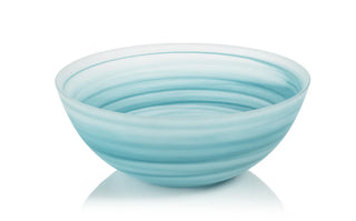 Light blue glass salad serving bowl 