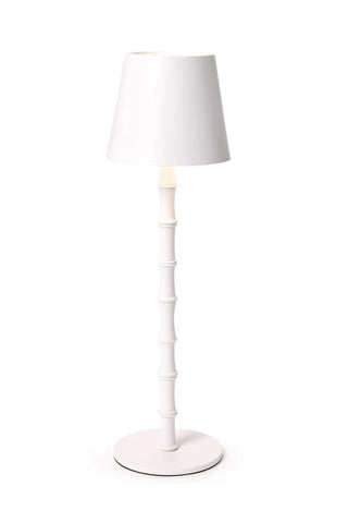 A white bamboo cordless table lamp is a quality piece made of metal