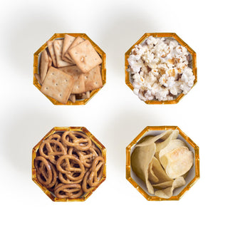 Bamboo Rimmed Octagonal Bowls, Set of 4