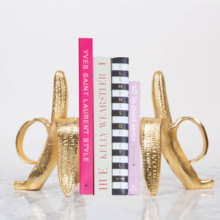 Banana bookends are the perfect whimsical accessory your home library or bookshelf