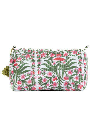 Floral patterned pouch on a white background