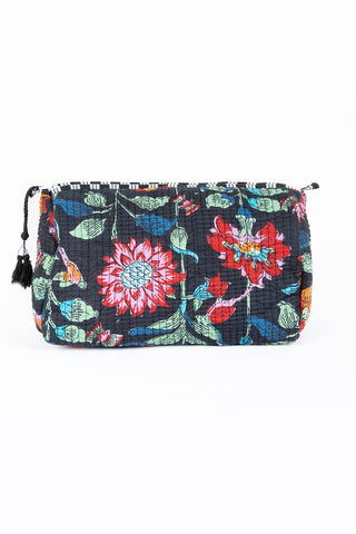 Floral patterned pouch on a white background