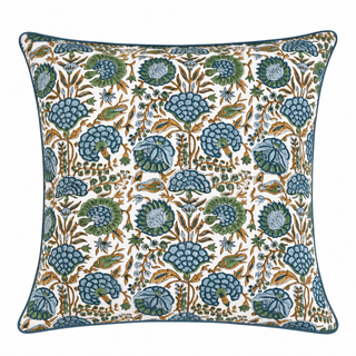 Blue Lotus Block Print Pillow