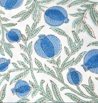 Blue Pomegranate Block Print Pillow