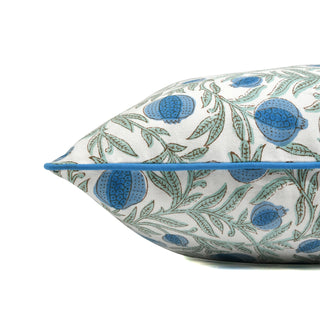 Blue Pomegranate Block Print Pillow